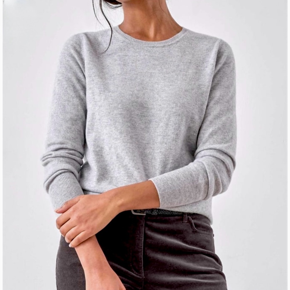 Pure Collection 100% Cashmere Grey Crew Neck Sweater - Size 4